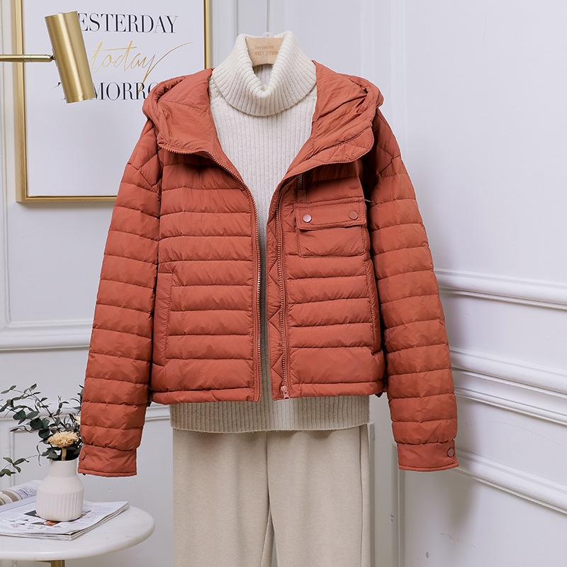Wenyi Fan Light Hooded Double Zipper White Duck Down Short Down Jacket Women's 2025 Winter Loose Warm Jacket Fashionable