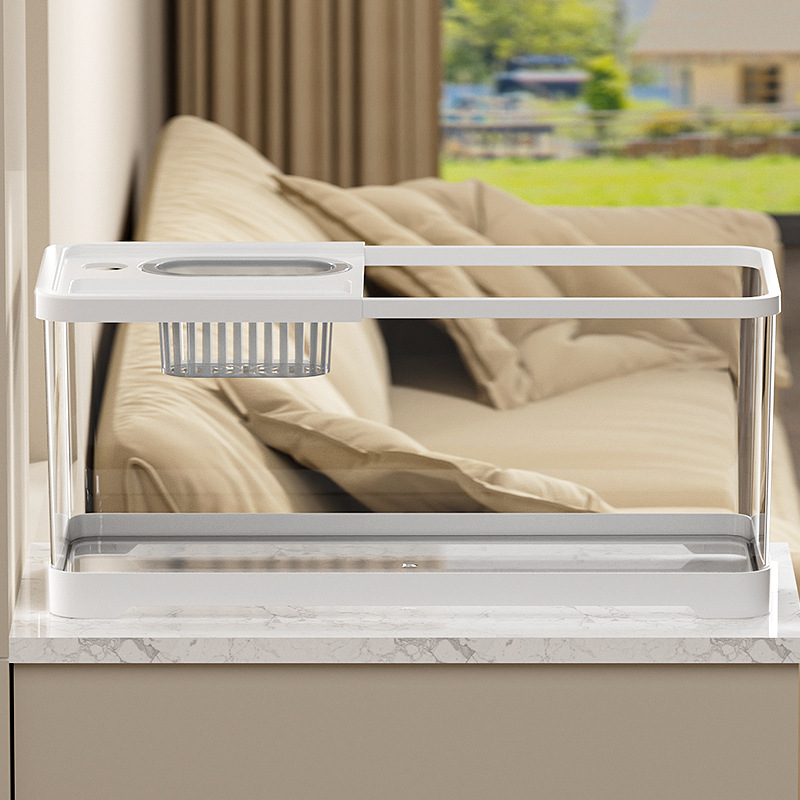 Tanque de tortuga, sala de estar para el hogar, alta transparencia, lámpara, tanque de alimentación de tortuga ecológica, escritorio de oficina, caja de peces de colores de paisajismo pequeño