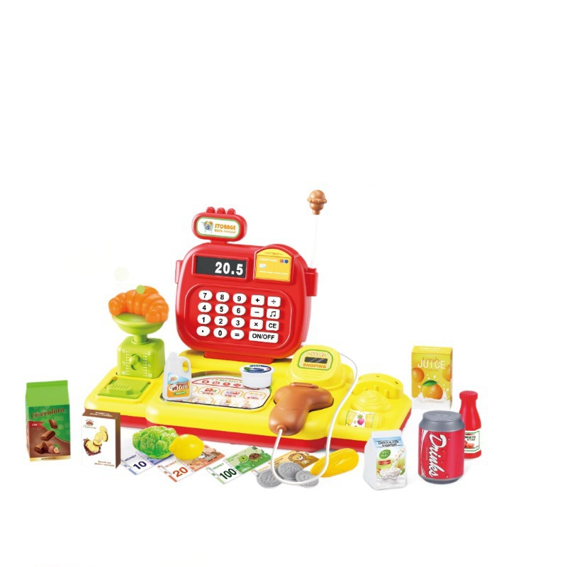 Simulación transfronteriza de supermercado infantil caja registradora de compras conjunto de escaneo de tarjeta deslizante calculador caja registradora juguetes caseros