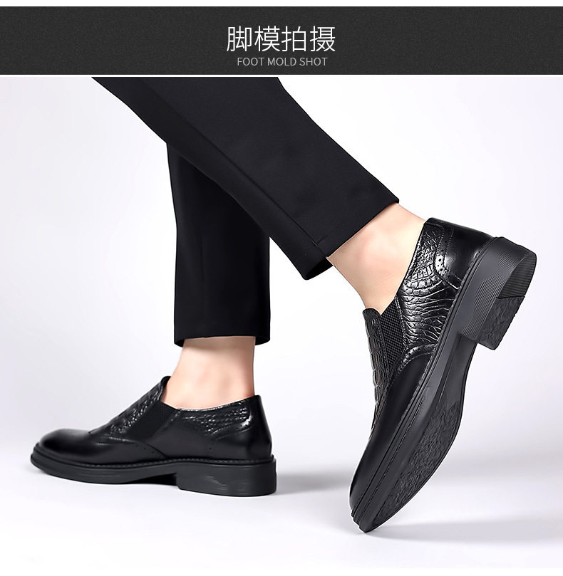 Giày da nam công sở Oxford cổ điển làm thủ công, da bò thật, mũi tròn, cổ thấp — PZ7103 màu nâu, PZ7103 màu đen chi tiết 14