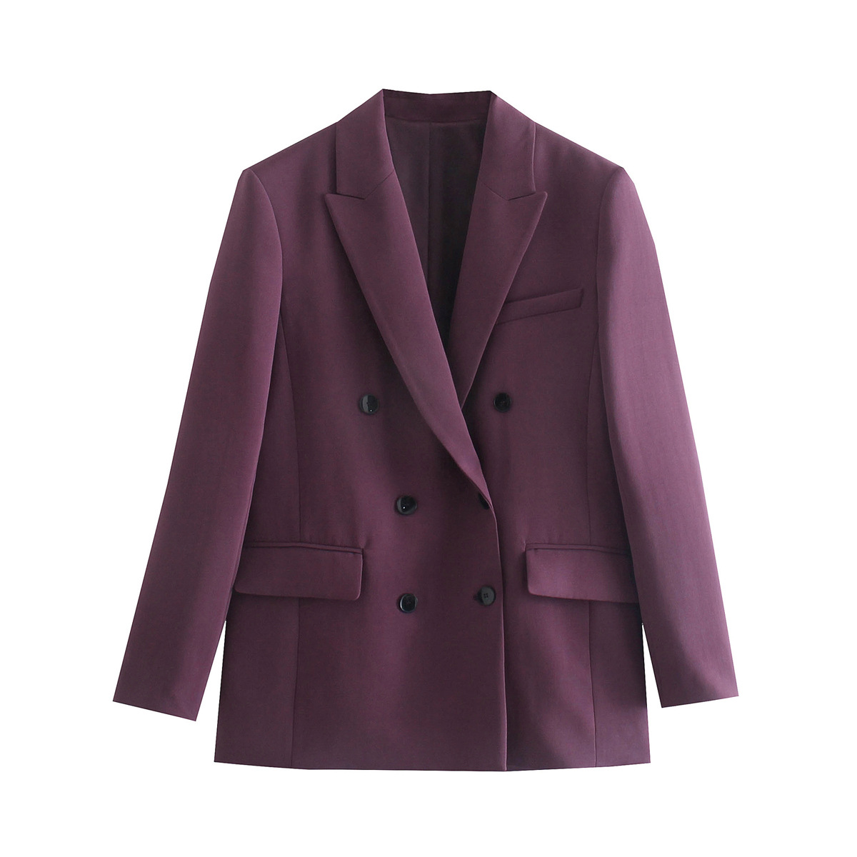 Purple Neutral Double-Breasted Blazer NSBRF101398