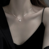 Fashionable necklace, zirconium with bow, accessory, Korean style, micro incrustation, simple and elegant design