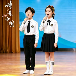 十一儿童演出服中小学生红领巾大合唱少先队员同心向党舞蹈表演服