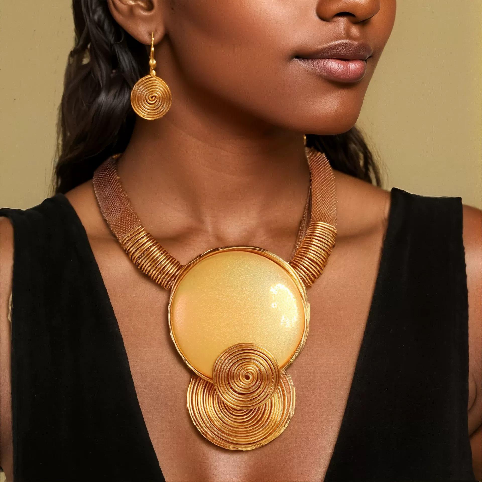 Pendant, necklace and earrings, set, accessory, European style