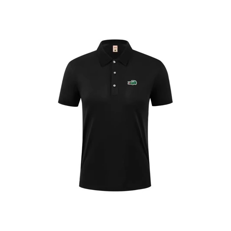 Summer Men's Solid Color Polo Shirt with Crocodile Embroidery, Short-Sleeve Business Casual Breathable Quick-Dry Top Short-Sleeve T-Shirt