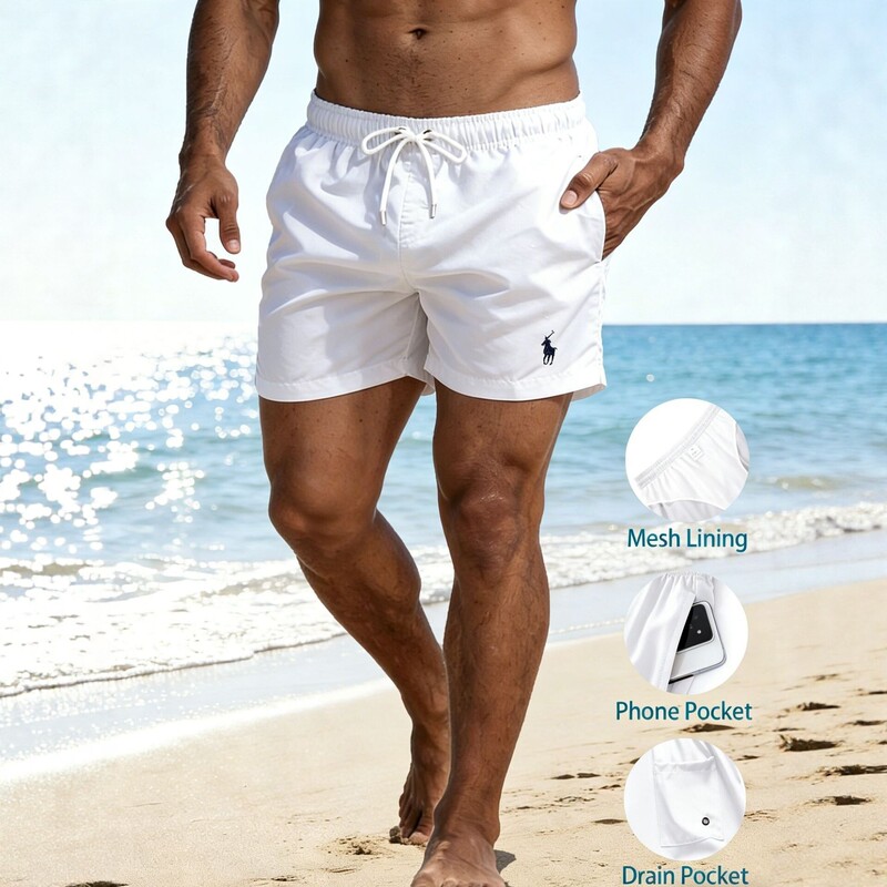 Men's quick-dry beach shorts, summer casual swim trunks with multiple pockets and phone pocket, cross-border foreign trade shorts