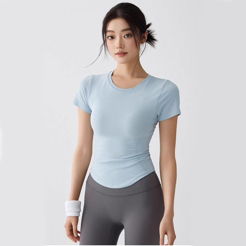2025 New Quick-Drying Breathable Yoga Short-Sleeved Women's Slim Running Sports Top Pilates Training Fitness T-Shirt