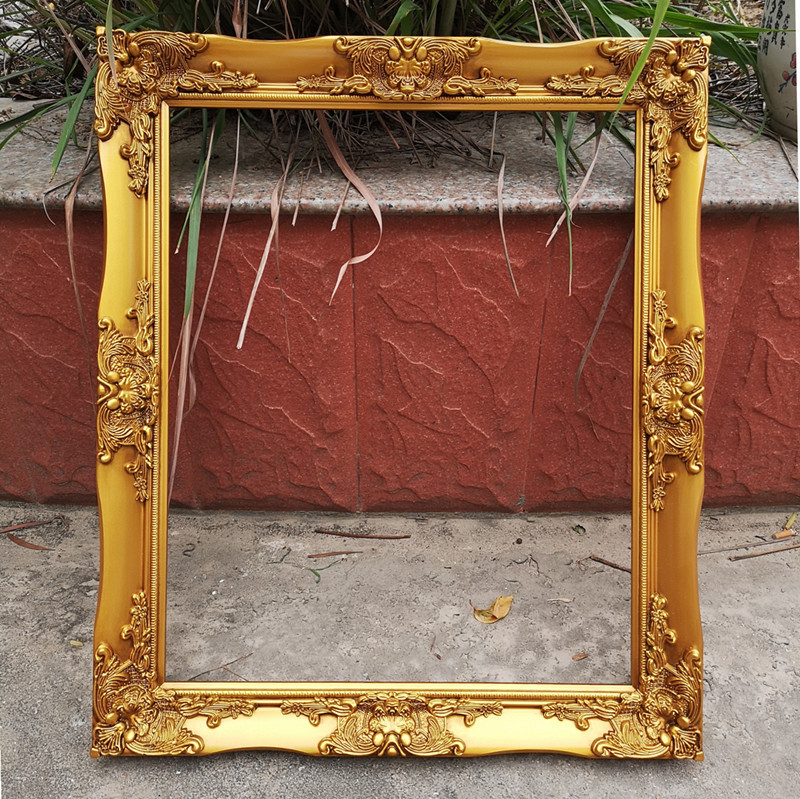 European Style Picture Frame Solid Wood Photo Frame Wall Hanging Retro Corner Flower Frame Large Corridor Entrance Decorative Framed Picture Frame Outer Frame