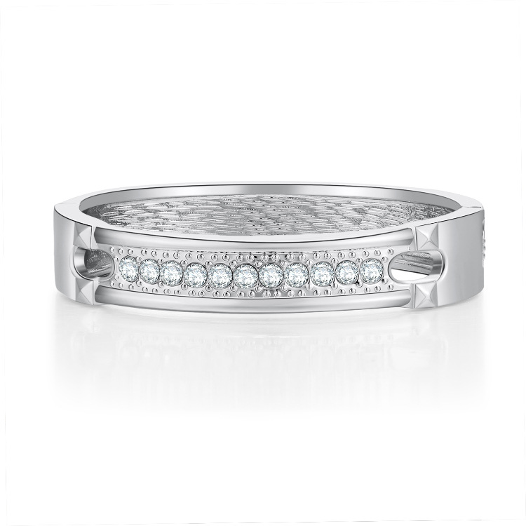 Bracelet Ouvert En Alliage De Ressort De Diamant Creux Brillant De Mode En Gros display picture 14