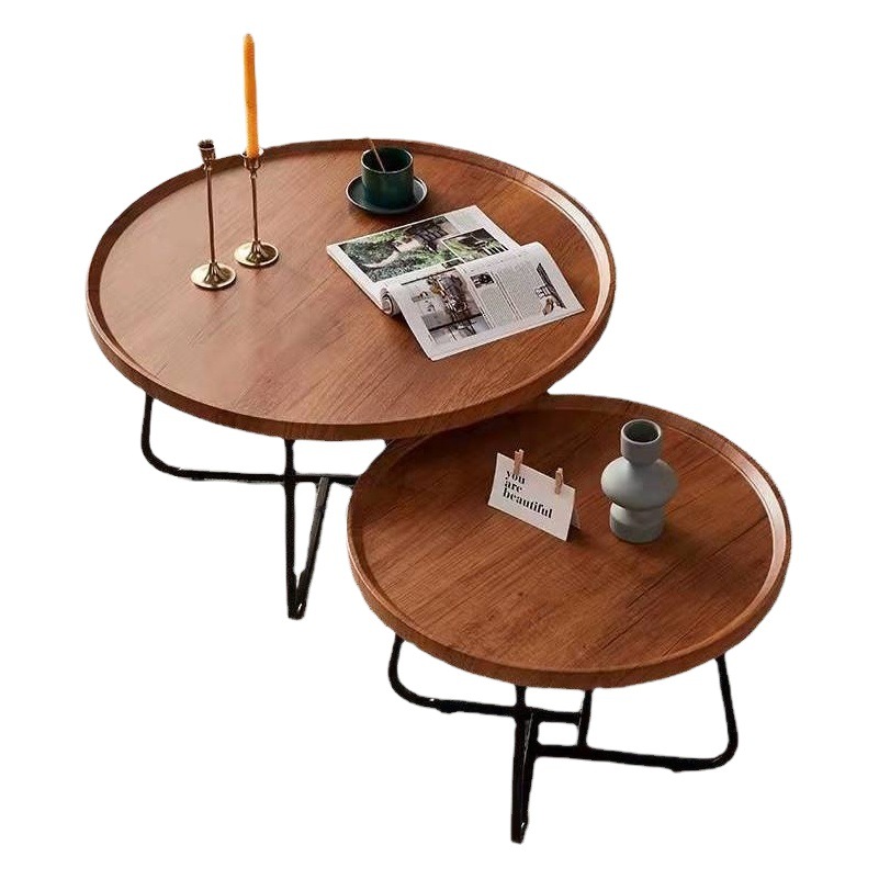 Mesa de centro de fábrica cuidadosamente seleccionada, mesa de centro multifuncional, sala de estar moderna y sencilla, hogar pequeño apartamento, mesa de centro de combinación redonda, mesa de centro