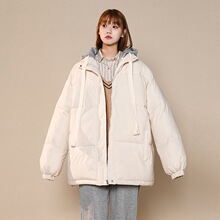 2025新款韩版连帽羽绒棉服女冬季小个子宽松纯色棉衣学生加厚外套