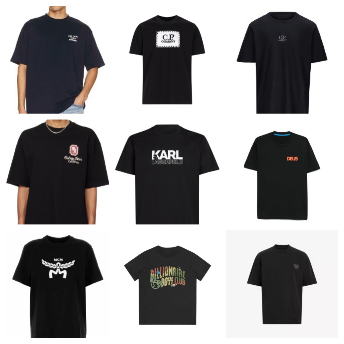 Men's fashion cross-border trendy brand short-sleeve T-shirts, casual and versatile, American style, black round-neck short-sleeve men's collection