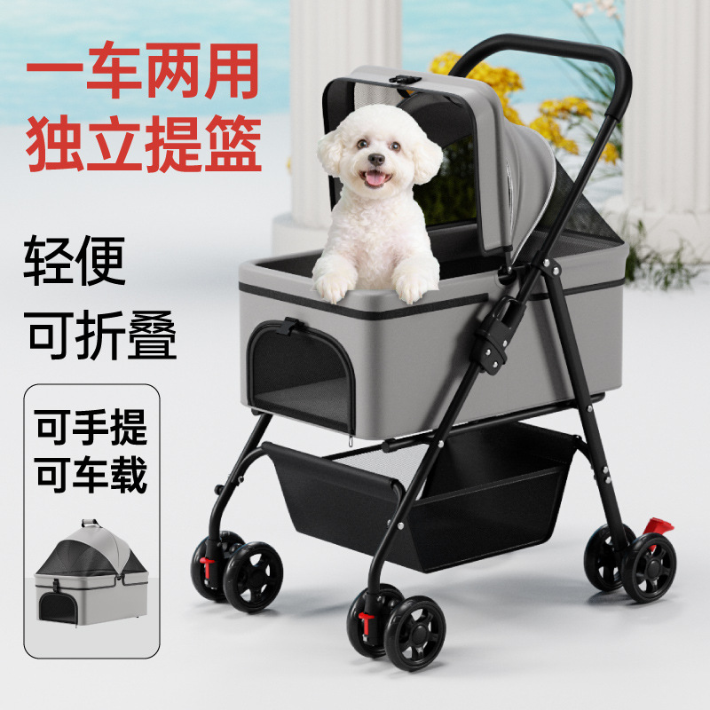 Carrito Separable para Mascotas Metal Plegable para Perros y Gatos Viajes