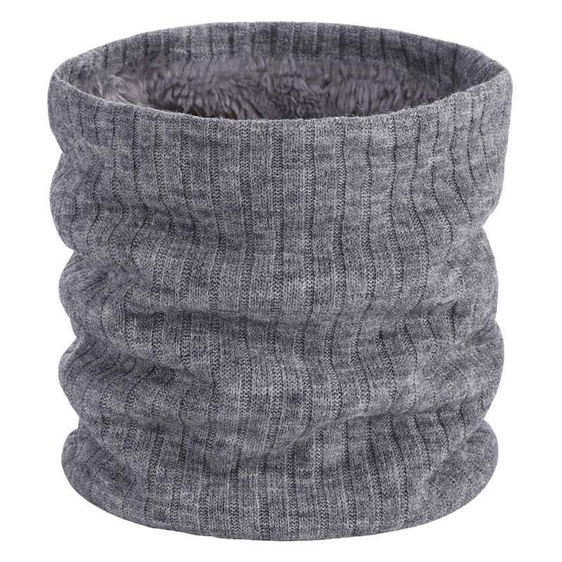 New Couple Winter Velvet Scarf for Men and Women Thickeneded Pullover Warm Scarf Stripesd Solid Color Knitted Neck Scarf in Stock