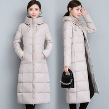 棉衣女外套修身显瘦2021冬季新款韩版中长款连帽纯色保暖棉服