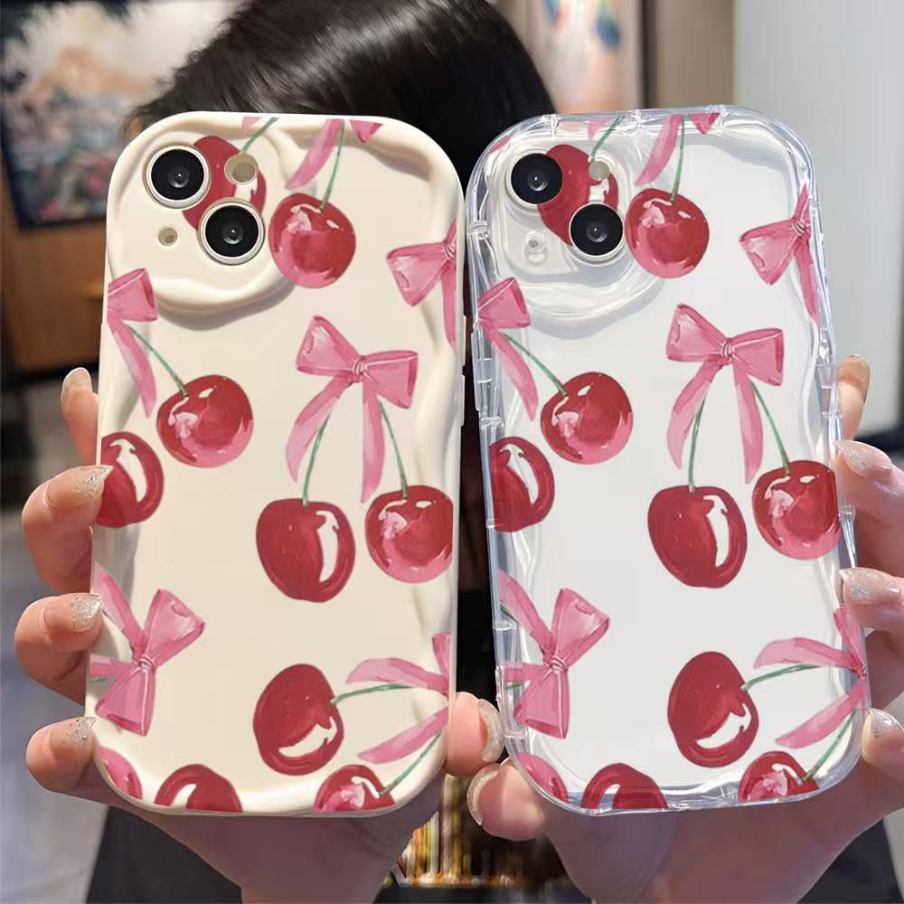 Bow Cherry para iphone15promax funda para teléfono móvil 11 Apple 15 anti-caída 14pro Japón y Corea 13/12