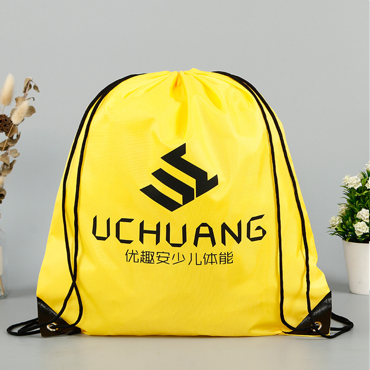 En stock 210D bolsa de cordón de poliéster impreso logo clase de entrenamiento maratón mochila bolsa de tela Oxford bolsa de cordón publicitario