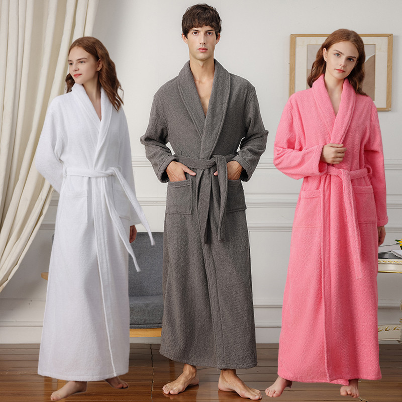 Towel Material Thickened Long Bathrobe Hotel Couple's Long Women's Nightgown Absorbent Bathrobe Cross-border Amazon Hair