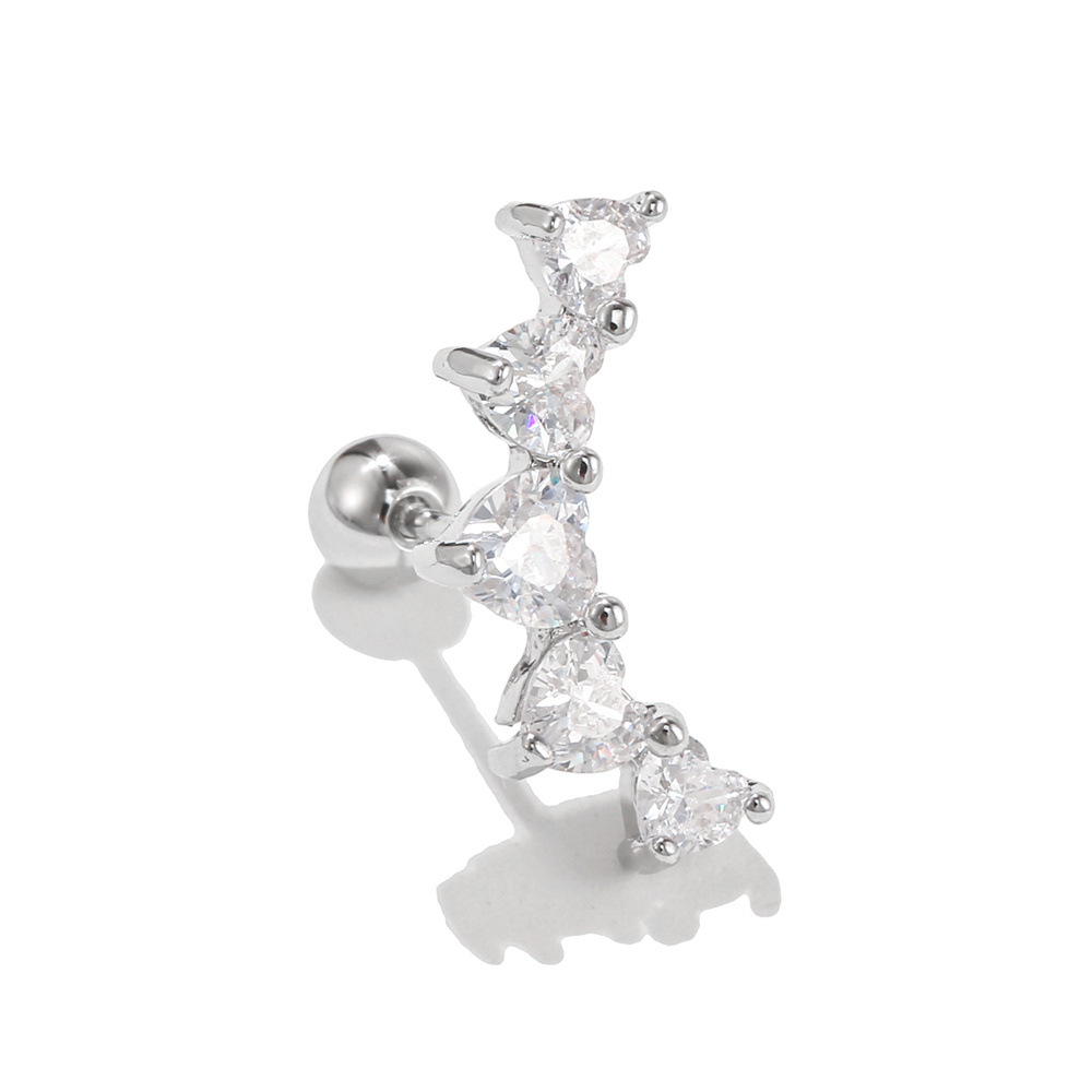 Star Love Ear Bone Stud Micro Inlaid Zircon Stainless Steel Puncture Twist Ball Ear Stud