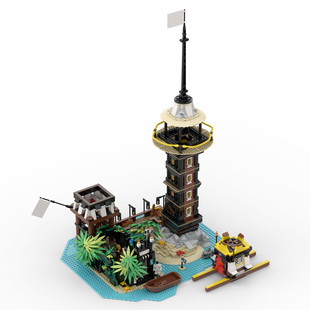 Moc-41424 Lighthouse Fortress Watchtower 21322 Bay Building Kit 1990 Parts