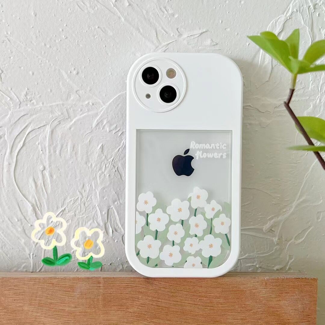 Gentle white multiple flowers iPhone14 Apple 11 suitable for 12/13pro max mobile phone case xs max anti-fall