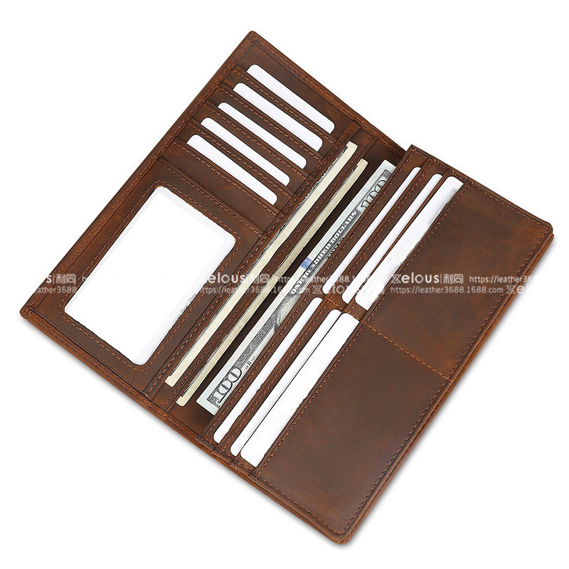 定制男士真皮钱包头层牛皮rfid钱包短款美金夹卡包