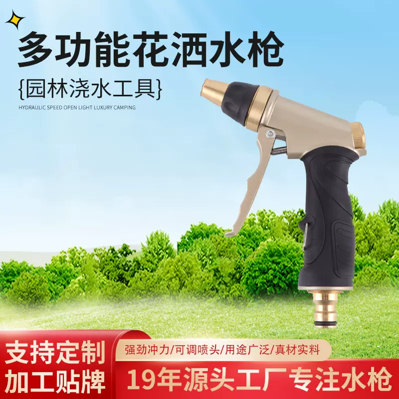 厂家供应二功能花洒水枪 锌合金接头浇花水枪 家用汽车洗车枪批发