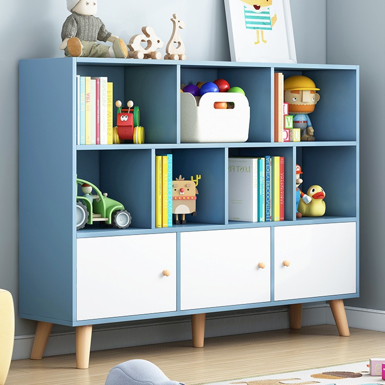 Estantería estante piso de juguete gabinete de almacenamiento estantería baja multi-capa armario sub-estante del Gabinete de celosía Rack de lectura