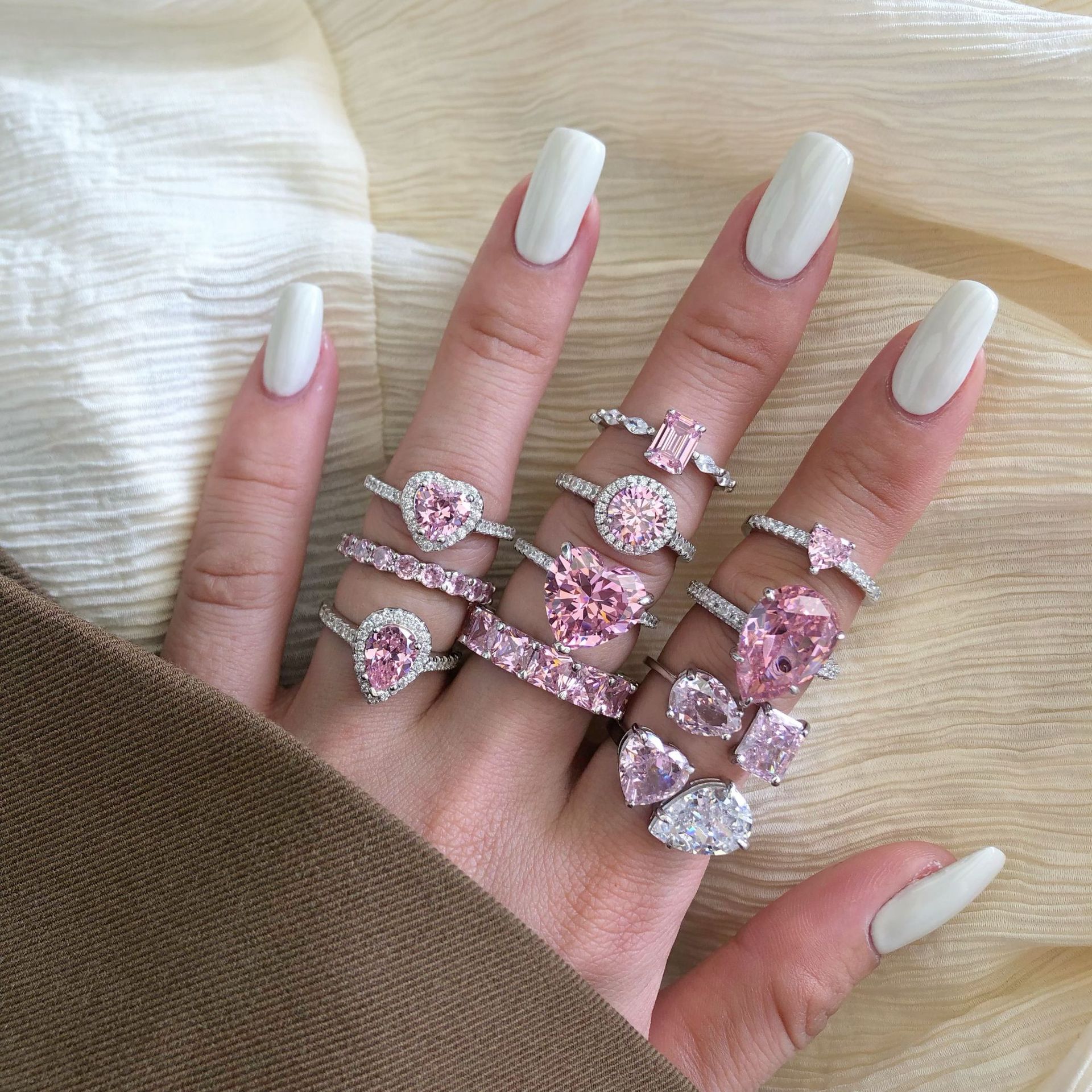 7g Weight Zircon Inlay Material Rings Classification 6, 8, 9 Ring Size 1 Piece Quantity Holiday, Daily Occasion 925 Sterling Silver Material U Shape, Water Droplets, Heart Shape Pattern Women's Gender Inlay Design IG Style, Shiny Style 925 Sterling Silver Zircon U Shape Water Droplets Heart Shape Rings 22