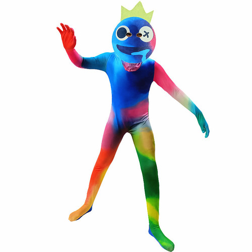 Halloween Rainbow Friend ROBLOX Game Cos Blue Colorful Little Monster Costume One-piece Suit