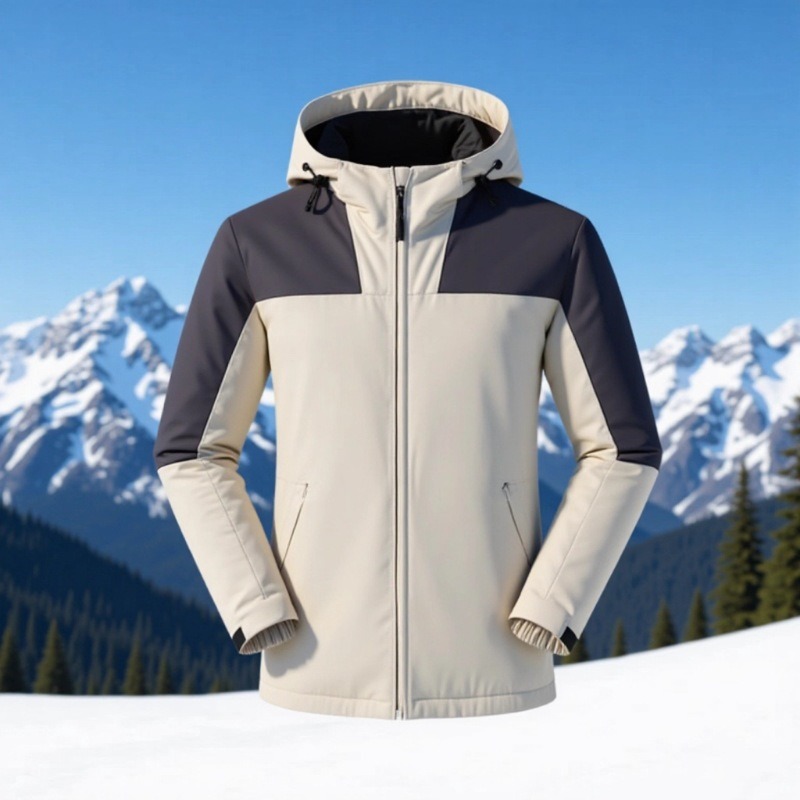 骆驼新款冬季涤纶防风防水防晒连帽摇拉绒冲锋衣