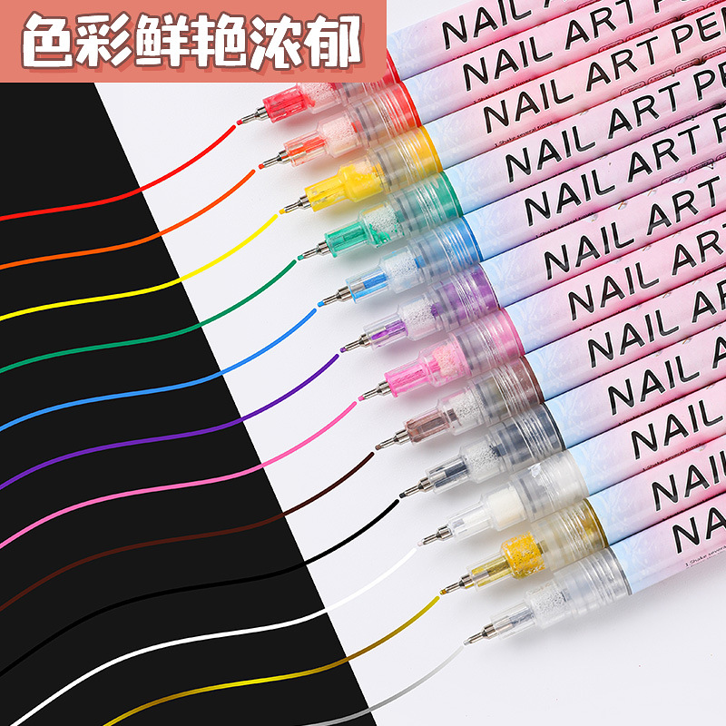 Nail Art pen Internet celebridad pintura acrílica pluma de pintura nueva pluma de pintura de uñas DIY transfronteriza pluma de dibujo de uñas de 12 colores