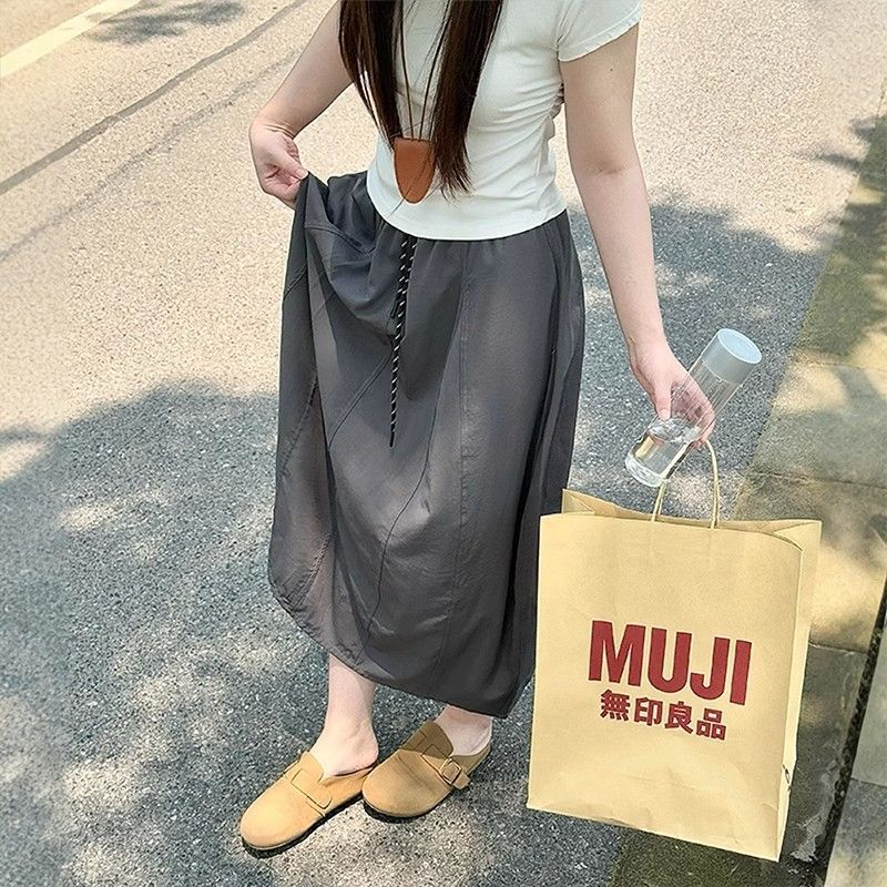 Navy Blue Workwear Skirt for Women 2026 New Summer High-Waisted A-Line Long Skirt Pumpkin Skirt Petite Yamamoto Half Skirt