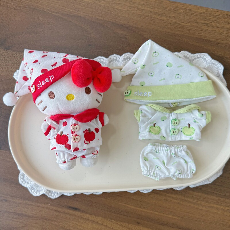 13cm Kitty Cat Cotton Doll Nyota Labubu Doll Apple Pajamas Doll Clothes Mini Clothes Wholesale