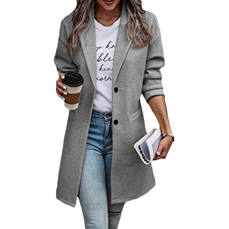 Damesmode wollen jas in herfst en winter_voghion.com