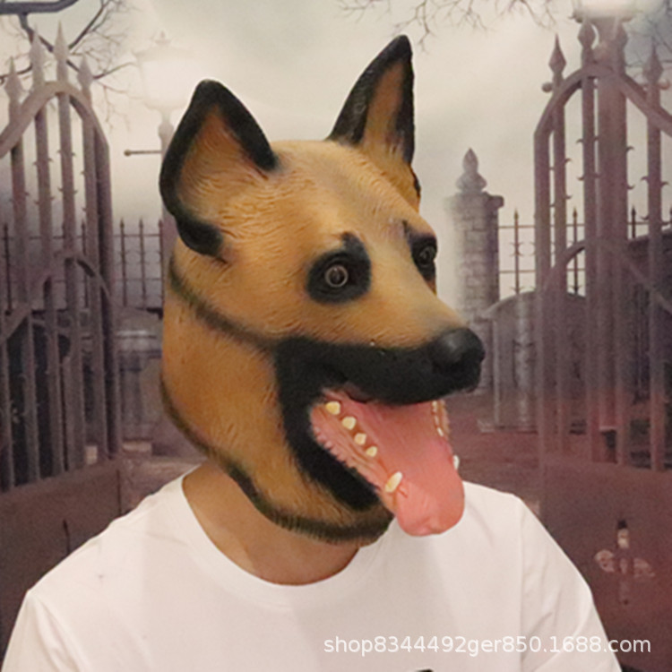 Perro policía asma perro Lobo cabeza cubierta Pastor Lobo Perro Animal máscara de látex Halloween lindo animal accesorios de rendimiento