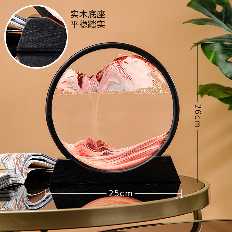 Indie Station New Product Creative Home Crafts Moving Sand Art Painting Round Glass 3D 7/12 Inch