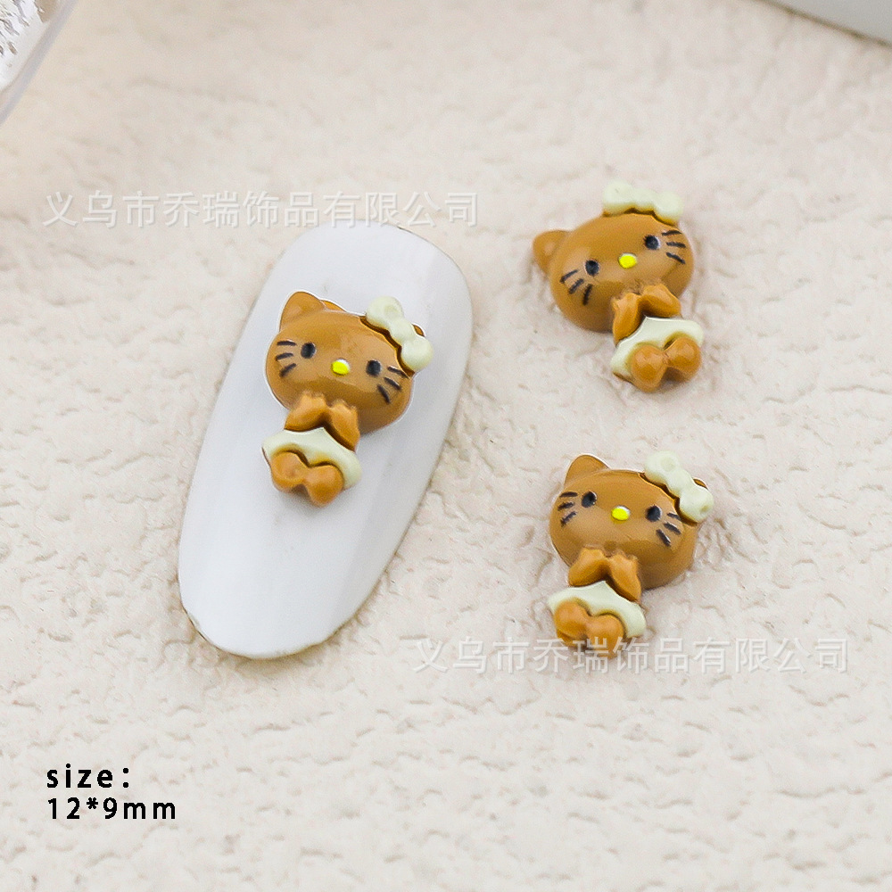 Hello Kitty Nail Art Red de celebridades de Internet Joyas de dibujos animados Sanrio diamante de resina pintado a mano lindos accesorios de gato KT