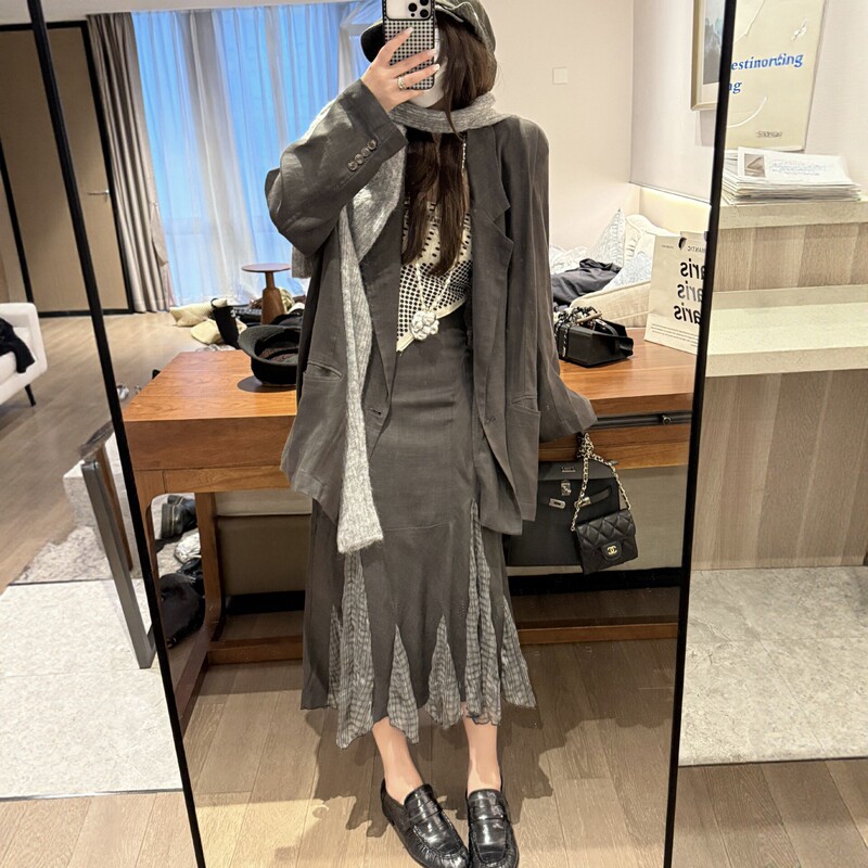 Tencel Linen Blazer for Women 2026 Spring New Style Loose Casual Mid-Length Fashionable Versatile Suit Top