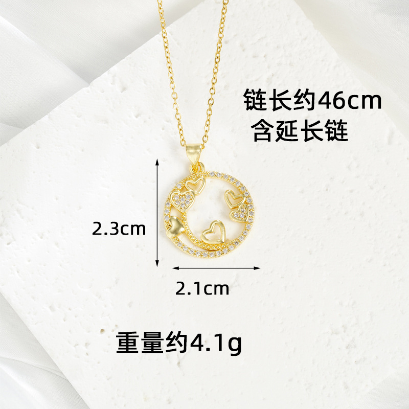 Collar de oro de arena vietnamita de estilo europeo y americano, anillo de lujo ligero, aretes de línea hueca en forma de corazón, joyería transfronteriza de nicho femenino al por mayor