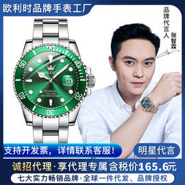 一件代发劳欧利时品牌手表夜光防水力士绿水鬼机械表男士手表男表