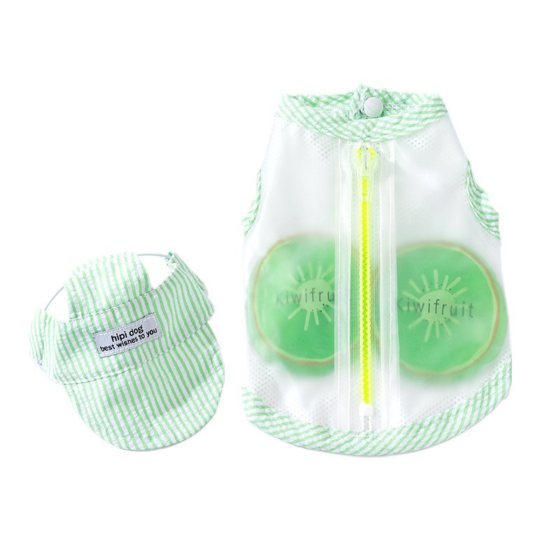 Bolsa de hielo de frutas de dibujos animados de enfriamiento de perro de verano Ropa fresca para perros pequeños y medianos Ropa para perros al aire libre de verano