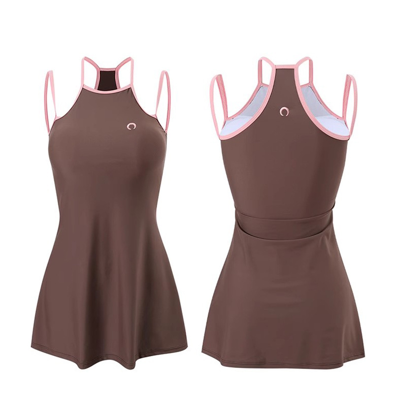 Traje de Baño de Dos Piezas con Falda para Mujer de Poliéster con Almohadillas para Pecho para Natación y Playa image 6