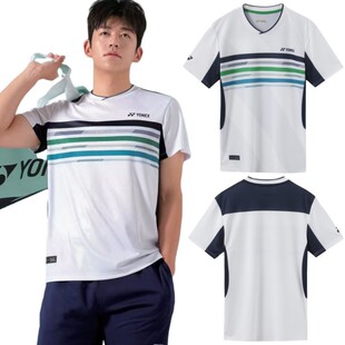 25 New Korean Badminton Tops for Men and Women, Fashionable Colorful Stripesd Quick-Drying Short-Sleeved t Breathable Sportswear