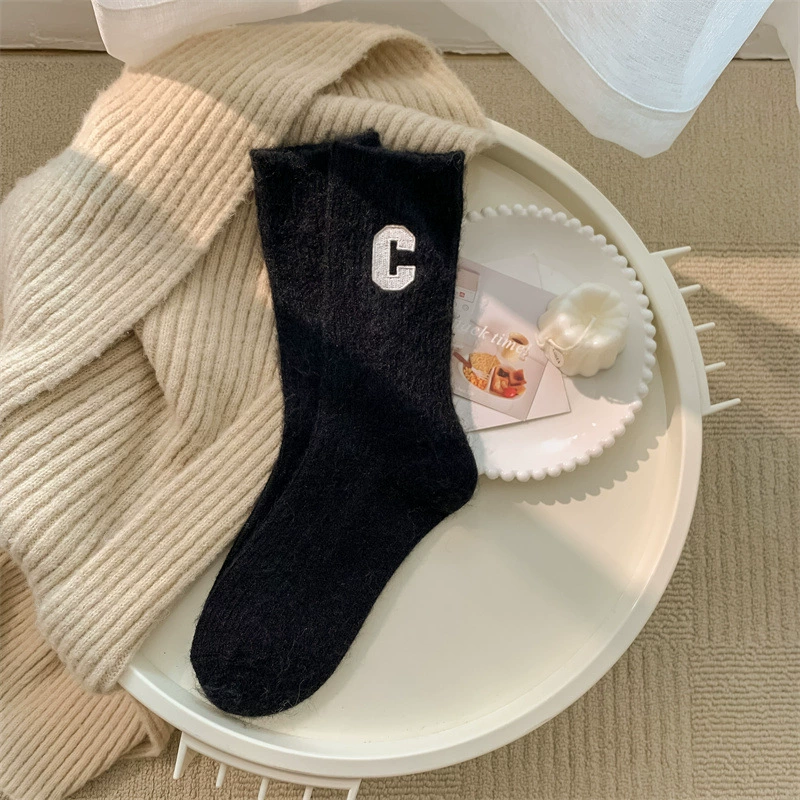 Woolen demi-season Japanese brand cashmere keep warm knee socks, increased thickness, mid-length