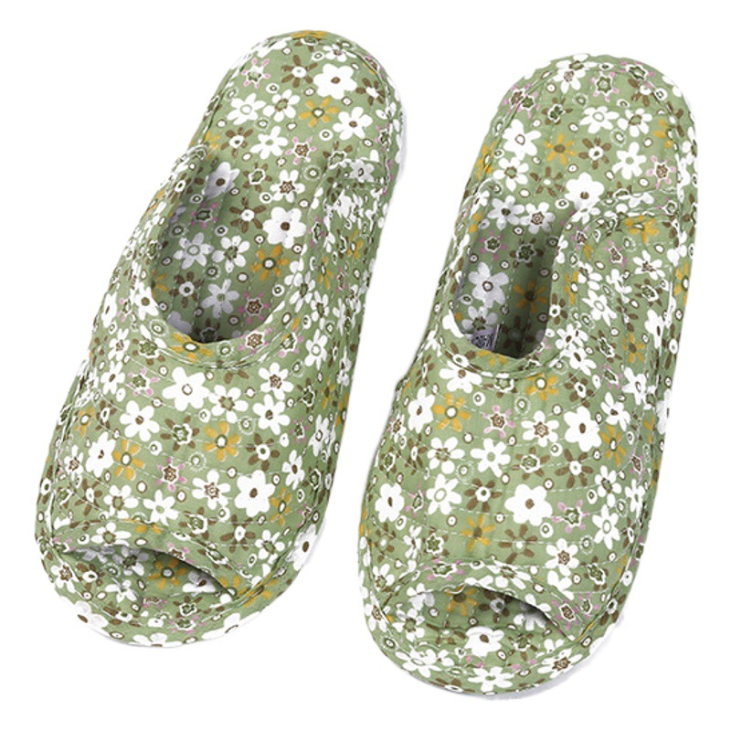New Style Crawling Mat Cotton Slippers, Korean-Style Floral Quilted Soft-Soled Home Warm Shoes, Breathable Non-Slip Open-Toe Cotton Shoes