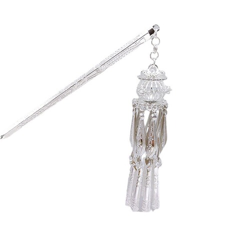 Ethnic style retro step tassel hairpin new Chinese style Miao silver alloy hairpin Hanfu hair accessories headdress