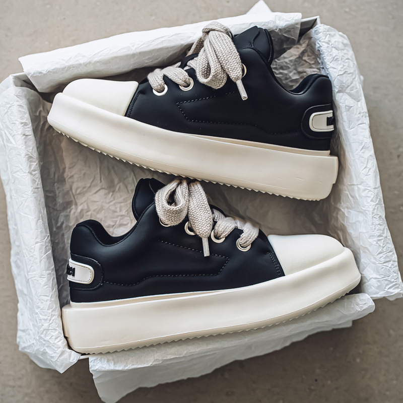 Men's Shoes Winter Niche Original All-match Casual Big Toe Bread Skate Shoes Youth Sports Thick Sole Increased White Shoes