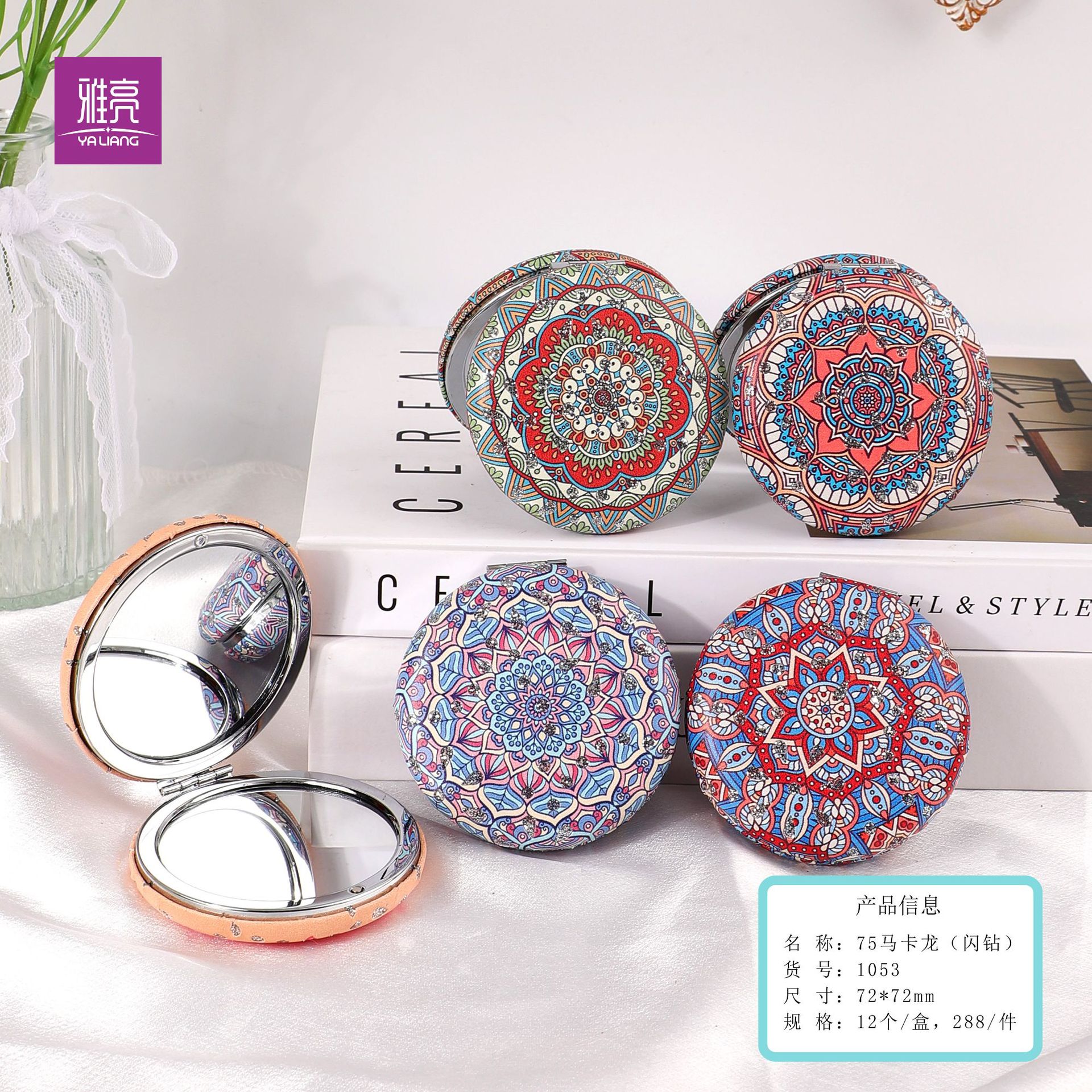 Espejo de Maquillaje Redondo Pequeño al por Mayor, Espejo de Macaron de 75 mm, Espejo Creativo y Bonito, Espejo Pequeño para Regalo