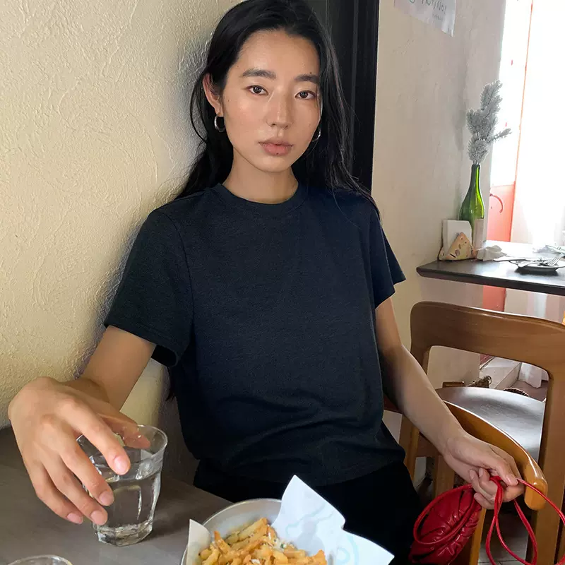 MOXI 十三行女装2025秋季新款韩版正肩净版短袖T恤女高级感上衣女